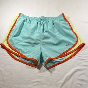 Nike Aqua Shorts with Orange and Yellow Accents